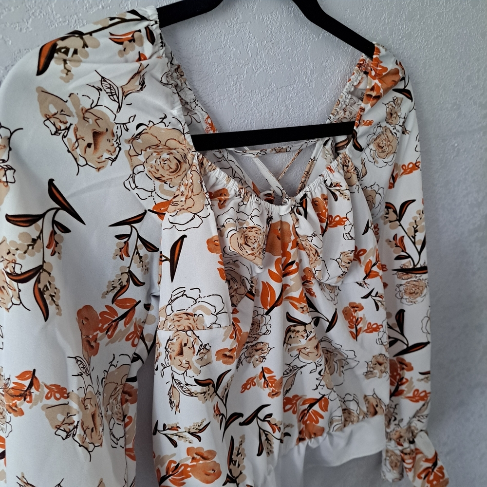 SHEIN Floral Bodysuit in Cream and Orange - Picture 2 of 4